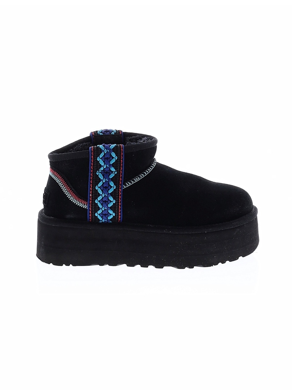 Ugg Classic Ultra Mini Braid Platform  Boots with Blue Embroidered Strap